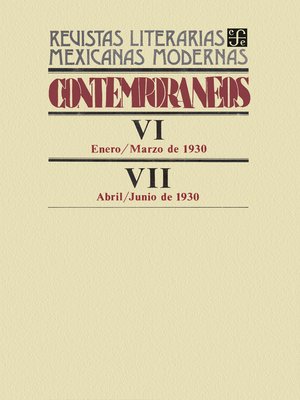 cover image of Contemporáneos VI, enero-marzo de 1930-VII, abril-junio de 1930